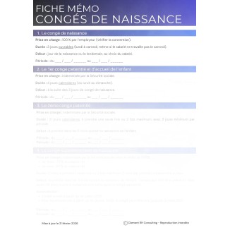 Fiche pratique congés de naissance