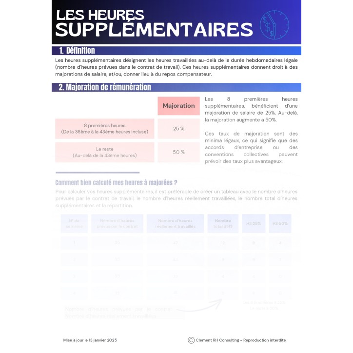 Les heures supplémentaires