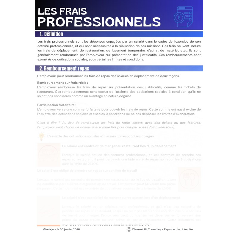 Les frais professionnels