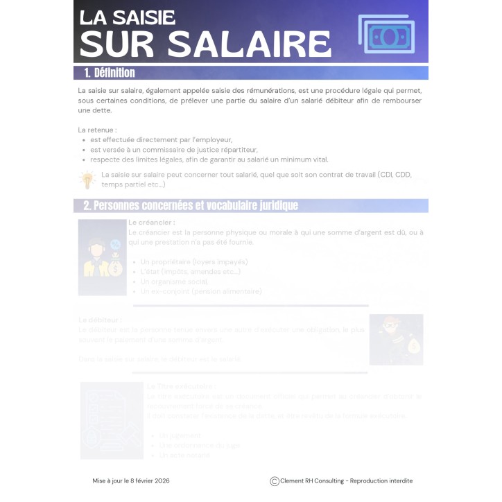 La saisie sur salaire La saisie sur salaire